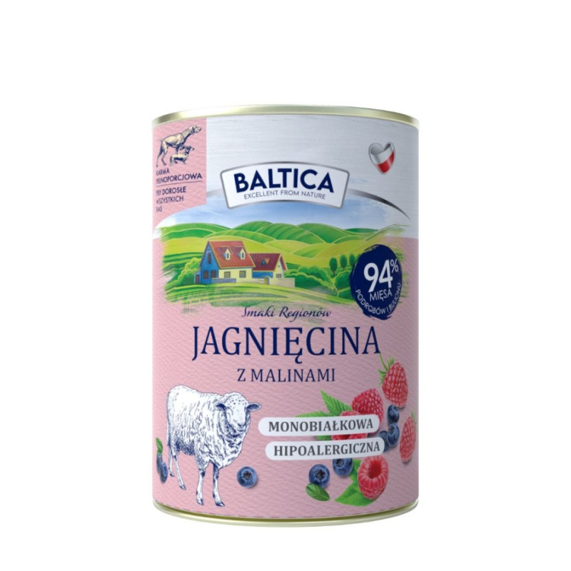 BALTICA Smaki Regionów Lamb  Raspberries 400 g – wet dog food | Pupilowa Kraina
