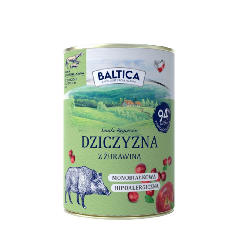 BALTICA Smaki Regionów Dziczyzna z Żurawiną 400 g – mokra karma dla psa | Pupilowa Kraina