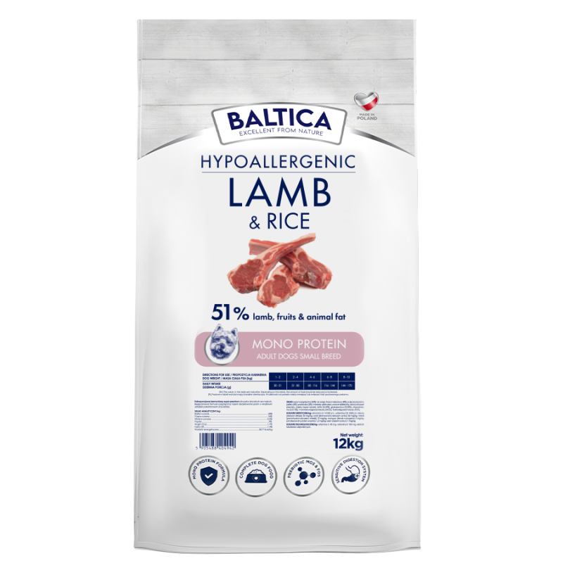 BALTICA NUTRACEUTIC Hypoallergenic Lamb  Rice XS / S 12 kg – hipoalergiczna karma z jagnięciną dla m