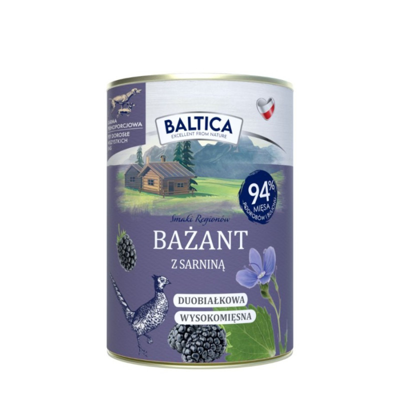 BALTICA SMAKI REGIONÓW Bażant z sarniną 400 g – naturalna karma mokra dla psa | Pupilowa Kraina