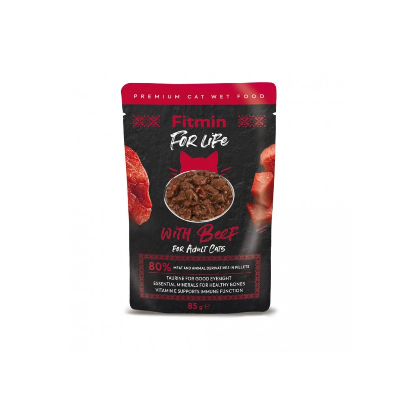 Fitmin For Life Beef Fillets in Gravy 85 g – Wet Cat Food