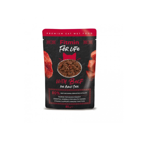 Fitmin For Life Beef Fillets in Gravy 85 g – Wet Cat Food