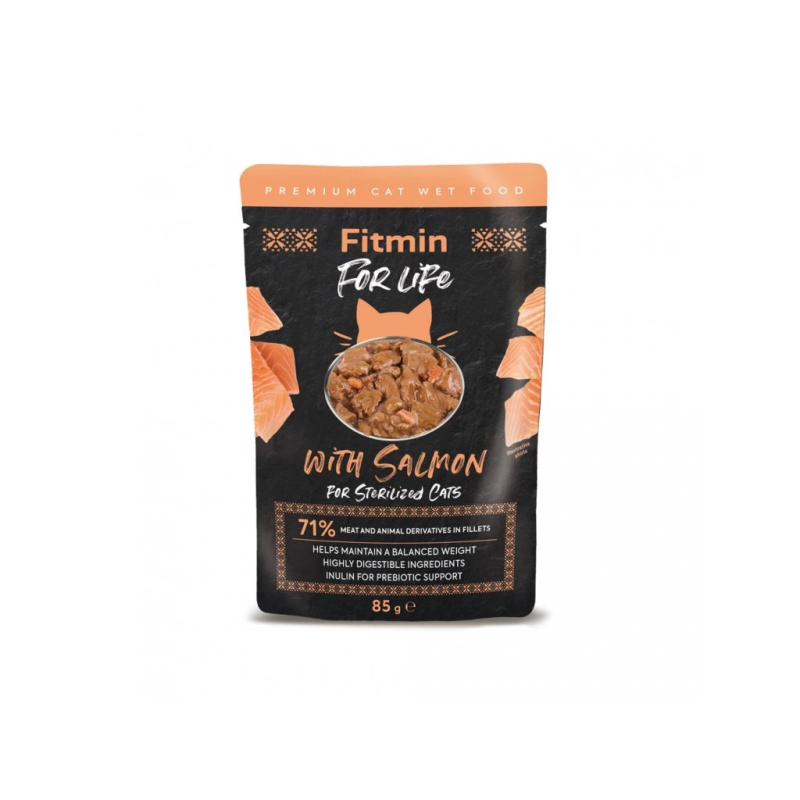 Fitmin For Life Łosoś w sosie 85 g – karma mokra dla kota