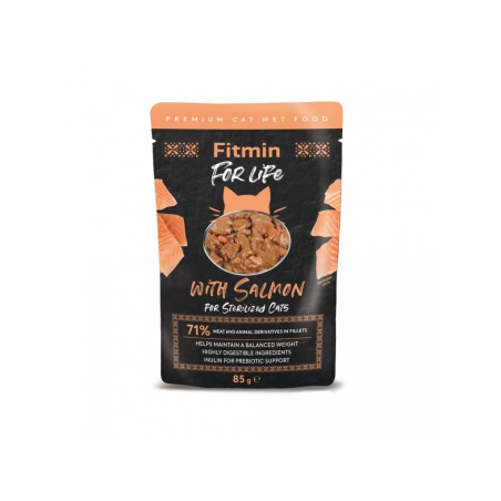 Fitmin For Life Łosoś w sosie 85 g – karma mokra dla kota