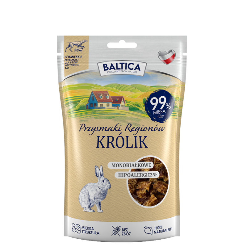 Baltica Półmiękkie Królik 80 g – naturalne przysmaki dla psów | Smaki Regionów