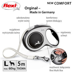 Flexi New Comfort L retractable leash 8m tape black – comfortable and durable