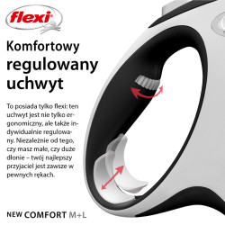 Smycz automatyczna Flexi New Comfort L 8m taśma czarna – wygodna i wytrzymała