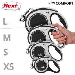 Flexi New Comfort L retractable leash 8m tape black – comfortable and durable