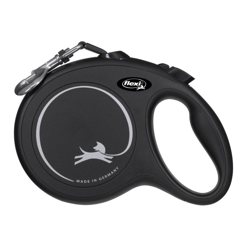 Flexi New Classic L Tape 8m black – durable and comfortable retractable leash
