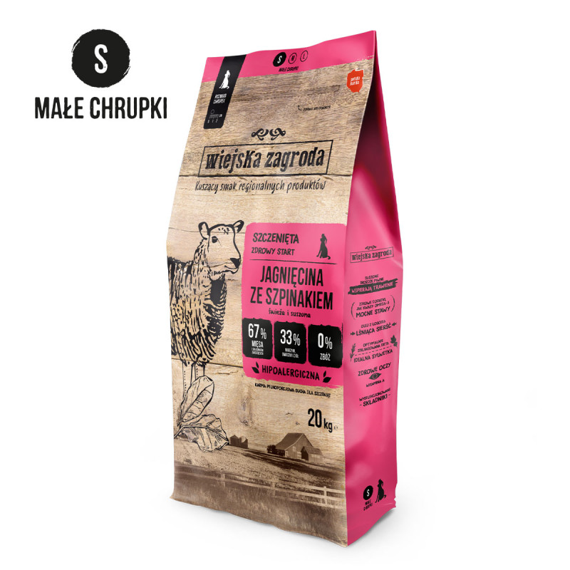 Wiejska Zagroda Lamb with Spinach Puppy S 20kg – natural grain-free dry food