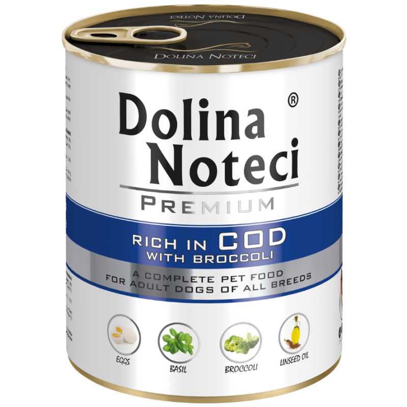 Dolina Noteci Premium dorsz z brokułami 800g – naturalna karma mokra dla psa