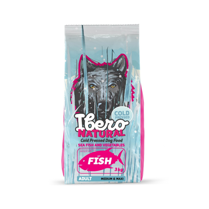 Dry dog food Ibero Cold Pressed Adult M/L Fish 3 kg – for medium  large breeds