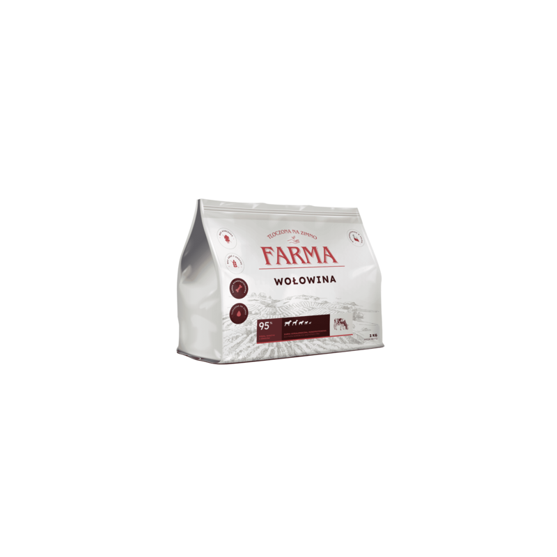 Karma sucha dla psa Farma Tłoczona na Zimno Wołowina 2 kg – naturalna bezzbożowa dieta