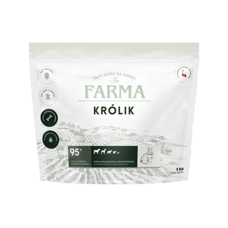 Dry dog food Farma Adult Cold Pressed Rabbit 2 kg – natural grain-free diet