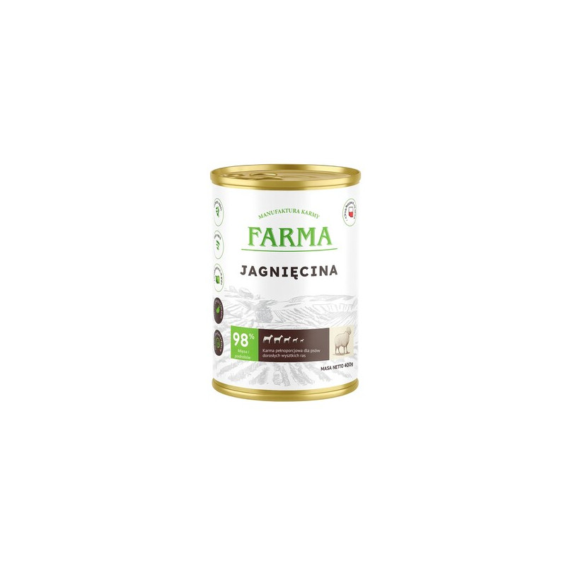 Karma mokra dla psa FARMA Select Jagnięcina 400 g – naturalna dieta premium