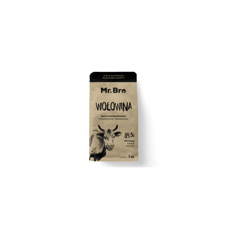 Mr.Bro Hypoallergenic Dry Dog Food Beef 2 kg – for adult dogs | Pupilowa Kraina
