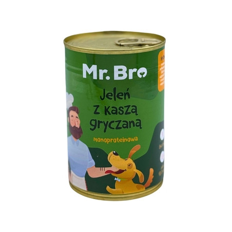 Mr.Bro Jeleń z Kaszą Gryczaną 400 g – mokra karma monoproteinowa dla psa | Pupilowa Kraina