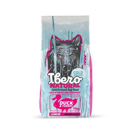 Ibero Cold Pressed Junior M/L Kaczka 3 kg – bezzbożowa karma tłoczona na zimno | Pupilowa Kraina