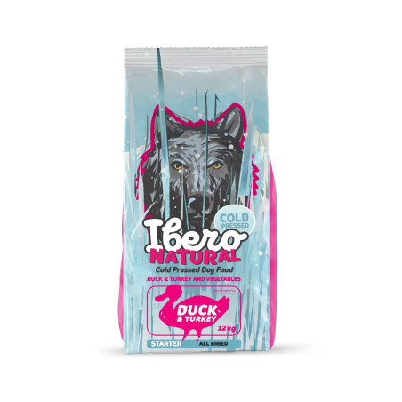 Ibero Cold Pressed Starter Kaczka z indykiem 12 kg – karma tłoczona na zimno dla szczeniąt | Pupilow