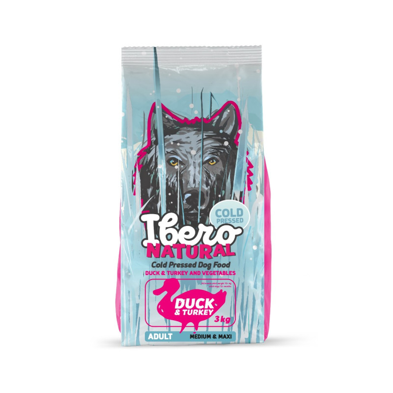 Ibero Cold Press Dog Adult M/L Kaczka 3 kg – naturalna karma tłoczona na zimno