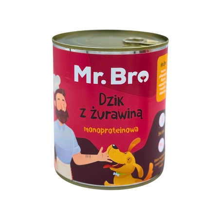 Mr.Bro Wild Boar with Cranberry 800 g – Natural Wet Dog Food