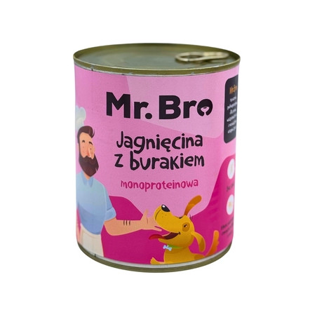 Mr.Bro Lamb with Beetroot 800 g – Natural Wet Dog Food
