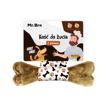 Mr.Bro Kość z jeleniem 100% 12 cm – naturalny przysmak z dziczyzny
