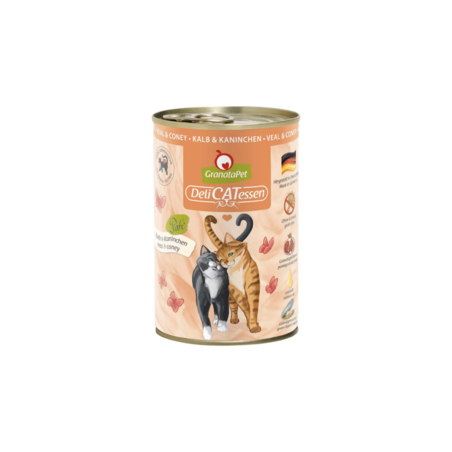 Wet cat food GranataPet DeliCatessen Veal  Coney 400 g – premium natural diet