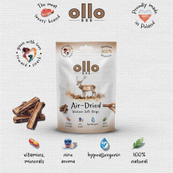 Dog treats Ollo Air Dried 100% Venison Strips 80 g – natural venison snacks