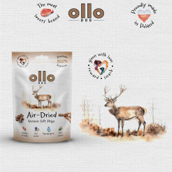Dog treats Ollo Air Dried 100% Venison Strips 80 g – natural venison snacks