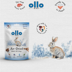 Dog treats Ollo Air Dried 100% Rabbit Strips 80 g – natural rabbit snacks