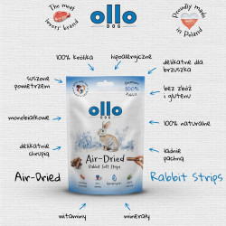 Dog treats Ollo Air Dried 100% Rabbit Strips 80 g – natural rabbit snacks
