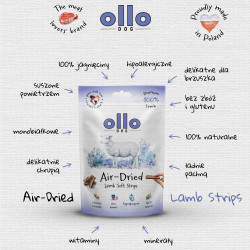 Dog treats Ollo Air Dried 100% Lamb Strips 80 g – natural lamb snacks
