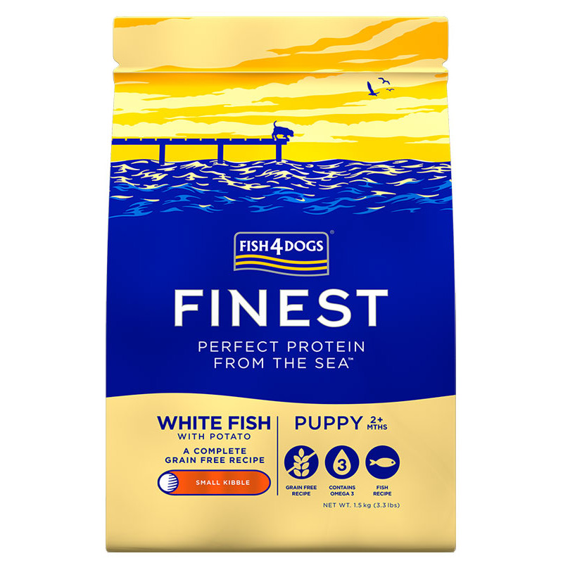 Dry dog food Fish 4 Dogs Finest Ocean White Fish Puppy S 1.5 kg – for small breed puppies