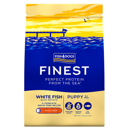 Dry dog food Fish 4 Dogs Finest Ocean White Fish Puppy S 1.5 kg – for small breed puppies