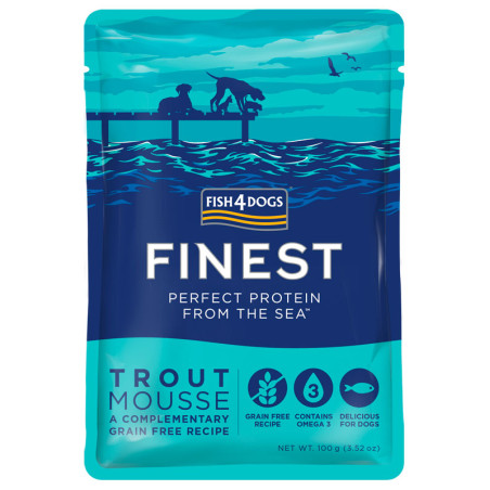 Wet dog food Fish4Dogs Mousse Trout 100 g – delicate premium diet