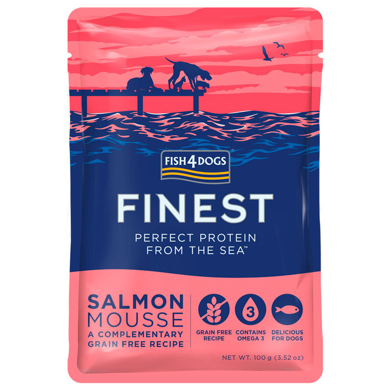 Wet dog food Fish4Dogs Mousse Salmon 100 g – delicate premium diet