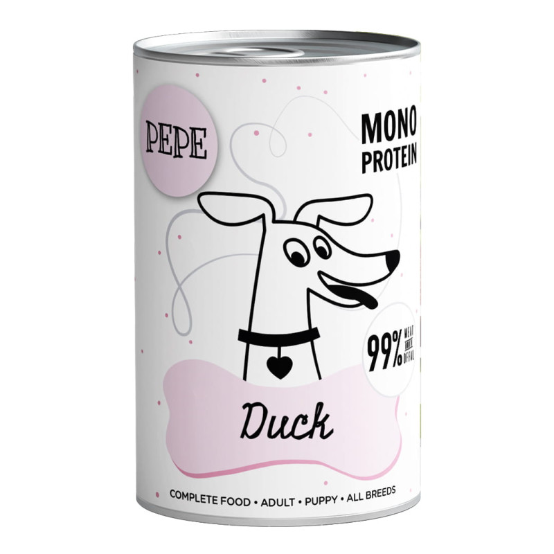 Wet dog food PEPE Duck 400 g – natural premium diet