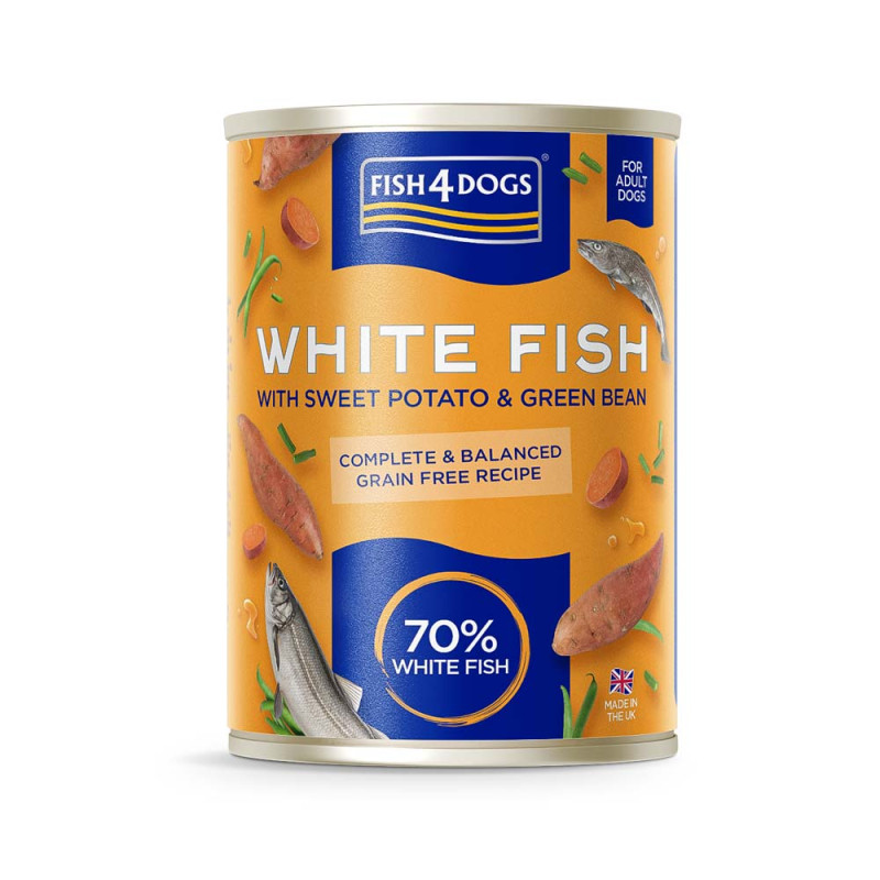 Fish4Dogs Wet Dog Food White Fish with Sweet Potato 395 g – grain-free, hypoallergenic | Pupilowa Kr