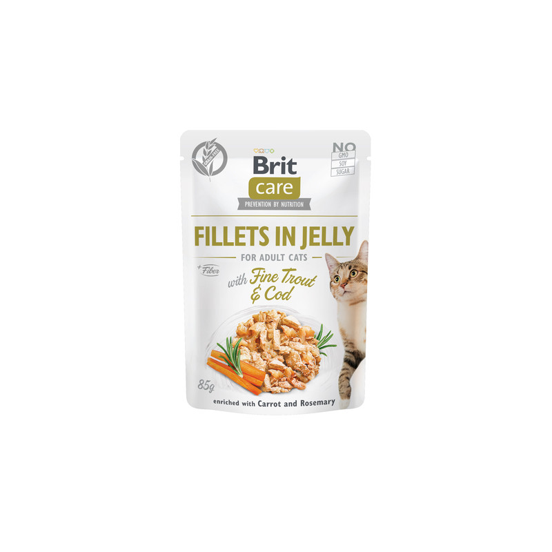 Brit Care Fillets in Jelly Fine Trout and Cod 85 g – wet cat food | Pupilowa Kraina