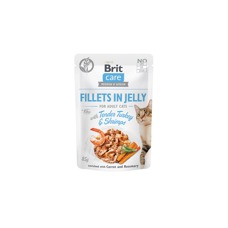 Brit Care Fillets in Jelly Tender Turkey and Shrimps 85 g – wet cat food | Pupilowa Kraina