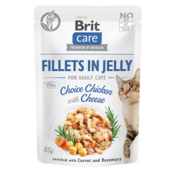 Brit Care Fillets in Jelly Choice Chicken and Cheese 85 g – mokra karma dla kota | Pupilowa Kraina