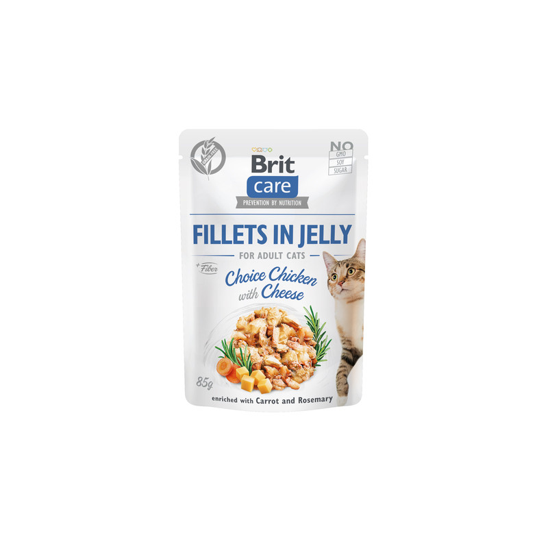 Brit Care Fillets in Jelly Choice Chicken and Cheese 85 g – wet cat food | Pupilowa Kraina