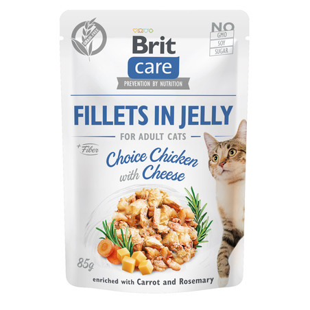 Brit Care Fillets in Jelly Choice Chicken and Cheese 85 g – mokra karma dla kota | Pupilowa Kraina