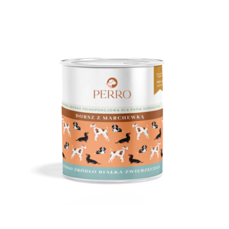 Wet dog food Perro Cod with Carrot 800 g – natural premium diet for adult dogs