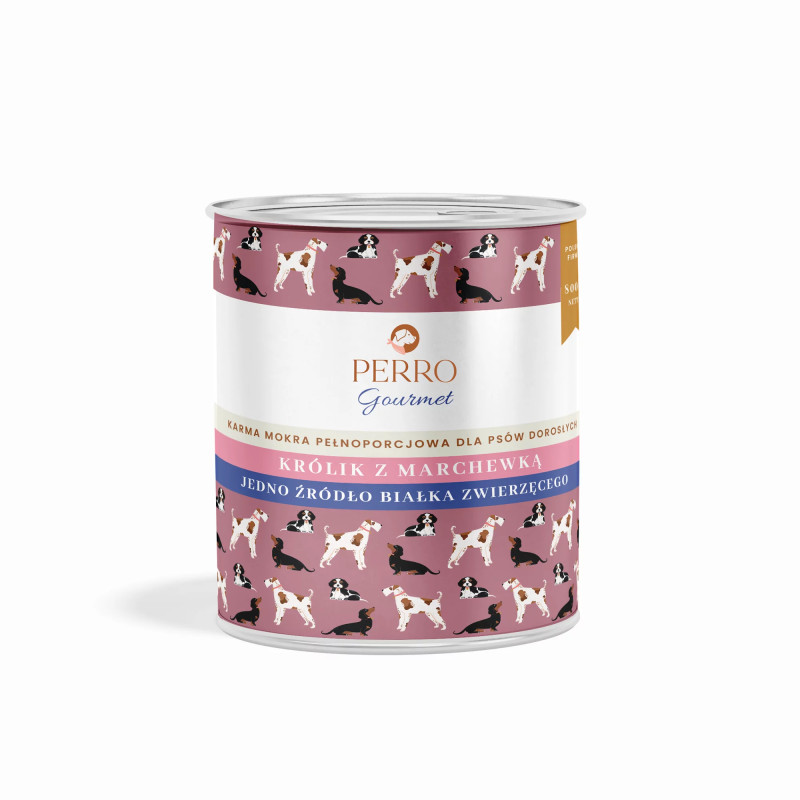 Wet dog food Perro Gourmet Rabbit with Carrot 800 g – natural premium diet