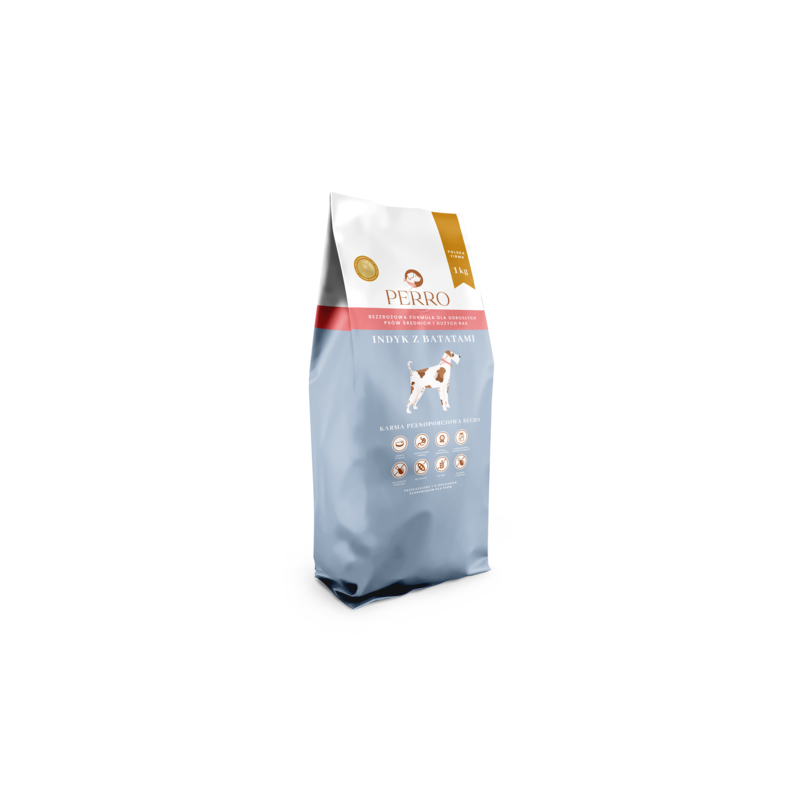 Dry dog food Perro Turkey with Sweet Potatoes 1 kg – for medium  large breed dogs