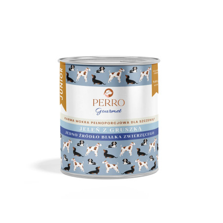Karma mokra dla szczeniąt Perro JUNIOR Gourmet Jeleń z Gruszką 400 g – naturalna dieta premium