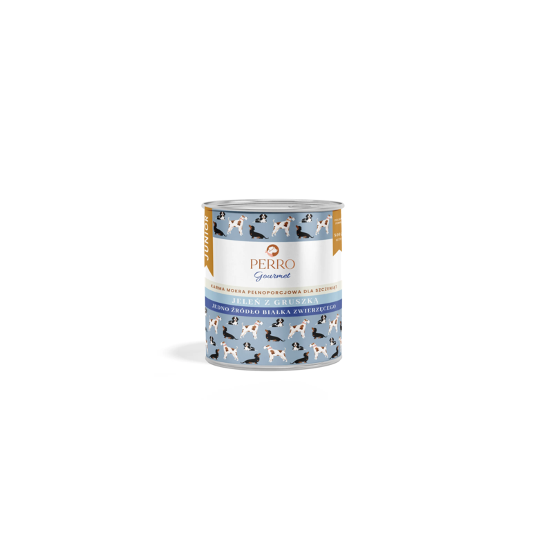 Karma mokra dla szczeniąt Perro JUNIOR Gourmet Jeleń z Gruszką 800 g – naturalna dieta premium