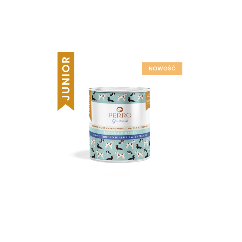 Wet puppy food Perro JUNIOR Gourmet Horse with Pumpkin 800 g – natural premium diet